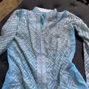 Embroidered kameez set in blue, size 42